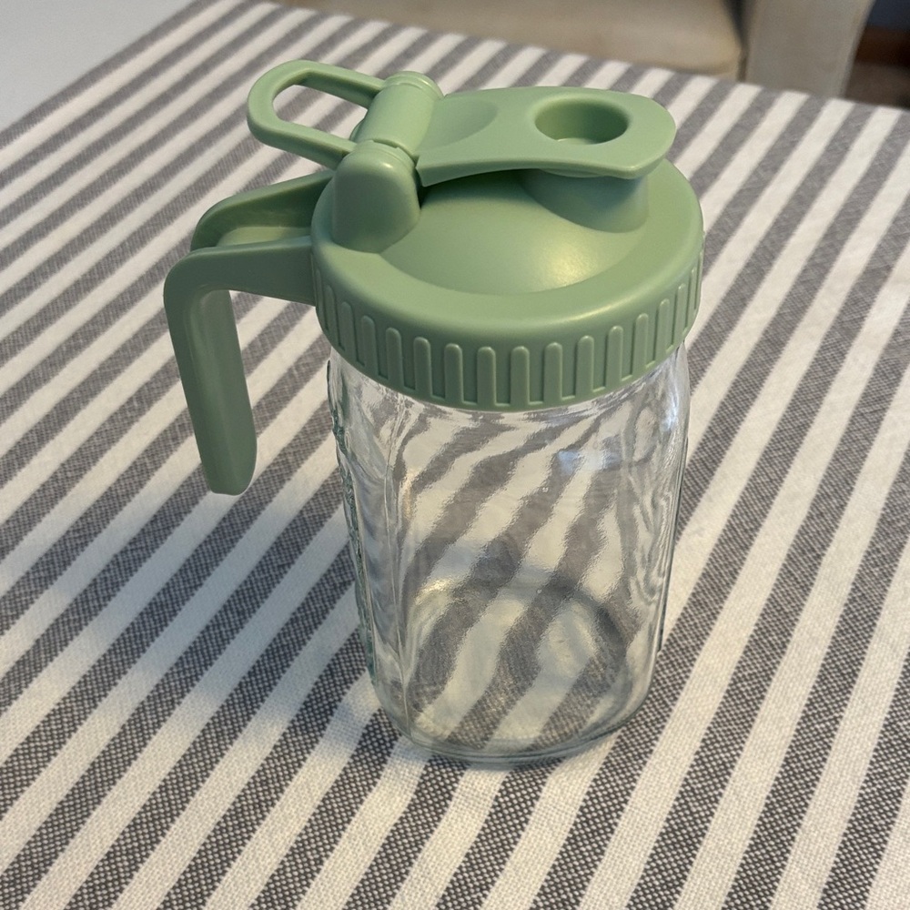 Green Glass Jar with Handle - Breast Milk Pitcher